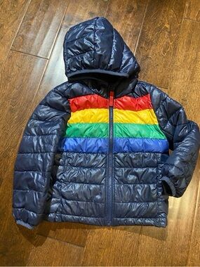 Primary Kids Lightweight Puffer Jacket Navy Multicolor Size 3T Boys